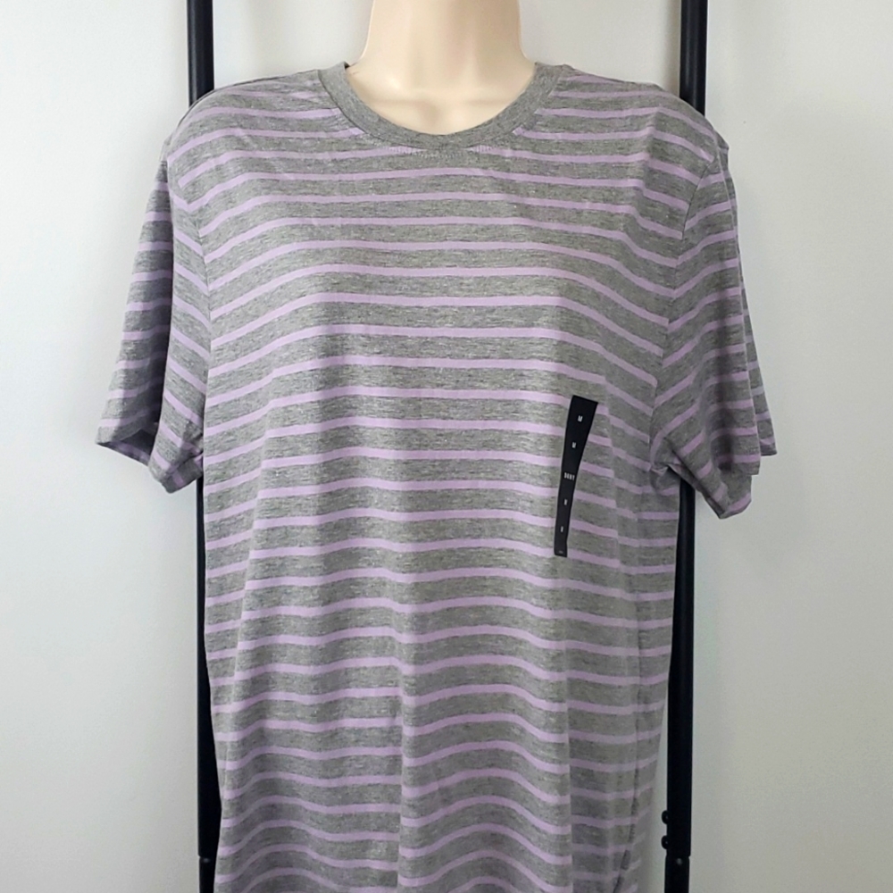 DKNY Stripe Top T-shirt short sleeve cotton blend stripes women size M New